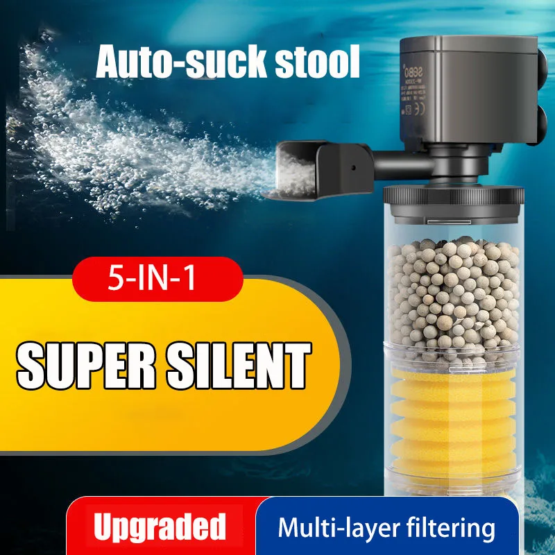Marine Aquarium Water - 220V 50Hz サイレントフィルター水族館カメ水槽水中ウォーターポンプバイオスポンジスキマー波メーカーフィルターアクセサリー