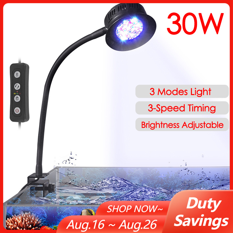 Marine Aquarium Led Lights - 30 ワット水族館の水槽海水海水マリンサンゴ礁 LED と植物ライト 3 スピードタイミング明るさ調整可能なタンクランプ