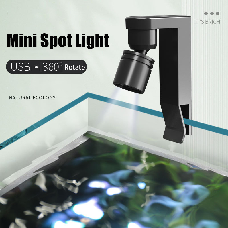 Marine Aquarium Lamp - USB クランプライト防水白/黄色スポットライトミニ水槽水族館回転テラリウムランプ風景照明