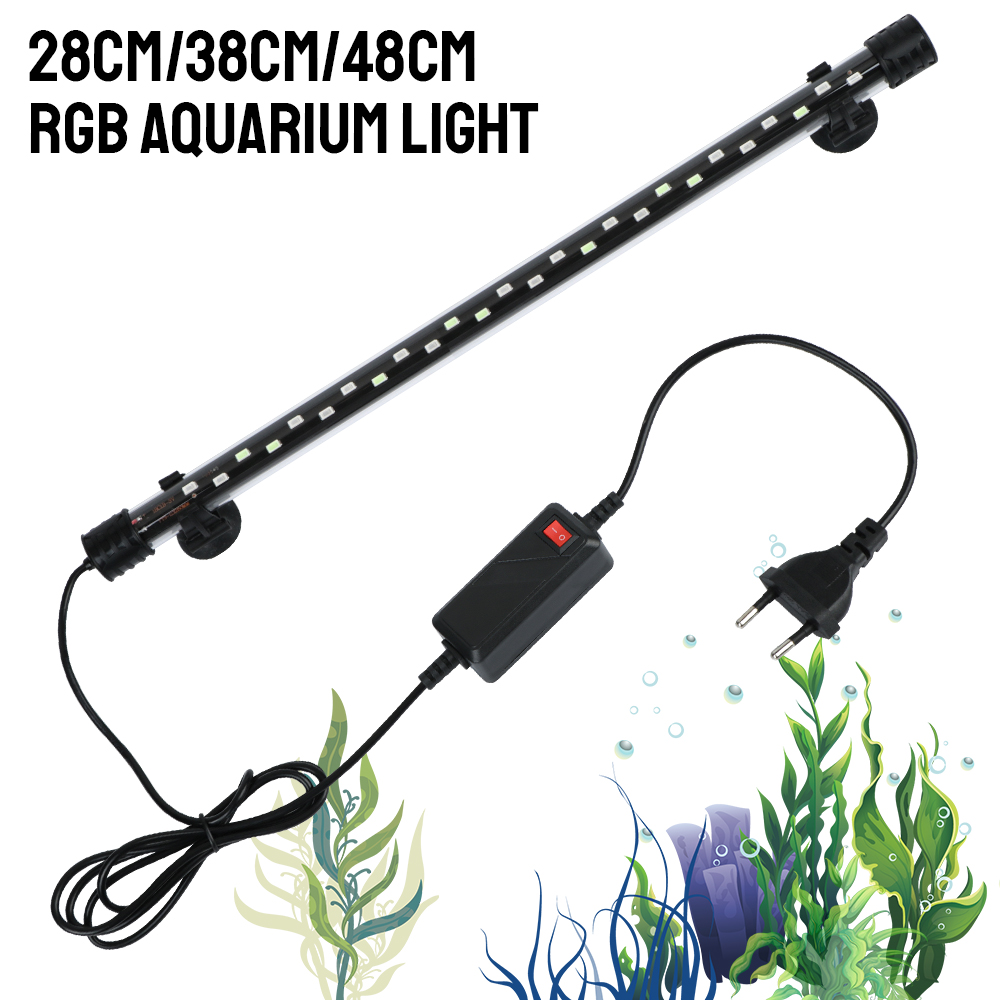 Marine Aquarium Lamp - HD LED水中水族館ランプ,ローマントバー,GB栽培,28-48 cm, 90〜260V,水中照明装飾