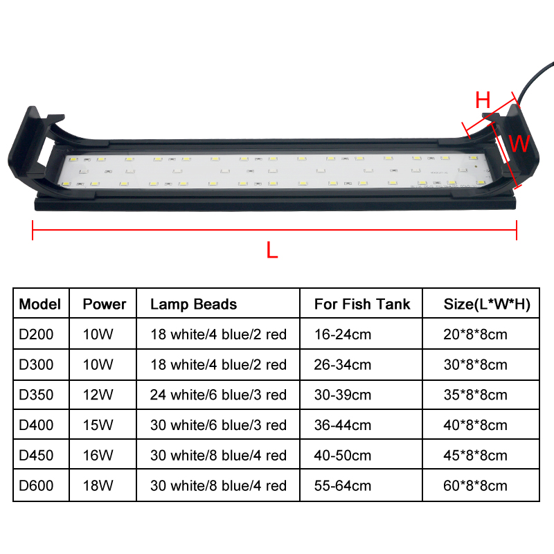 園芸用LEDライト,16〜64cm,魚の水耕植物栽培用,タイ - Marine Aquarium Lamp のレビューと価格